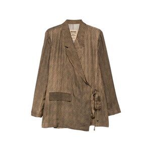 Uma Wang Women Khloe Belted Jacket With Geometric Pattern